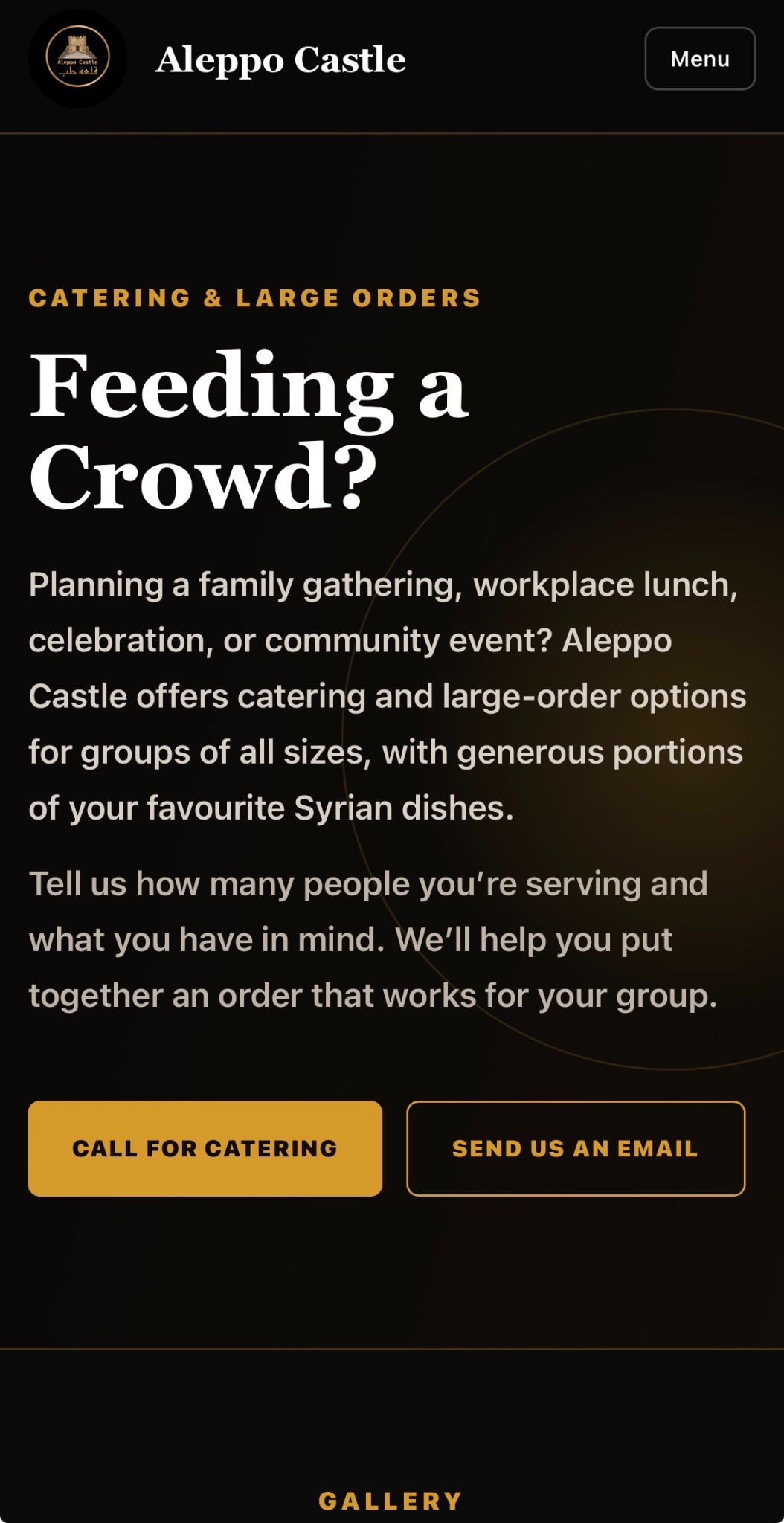 Aleppo Castle mobile catering section