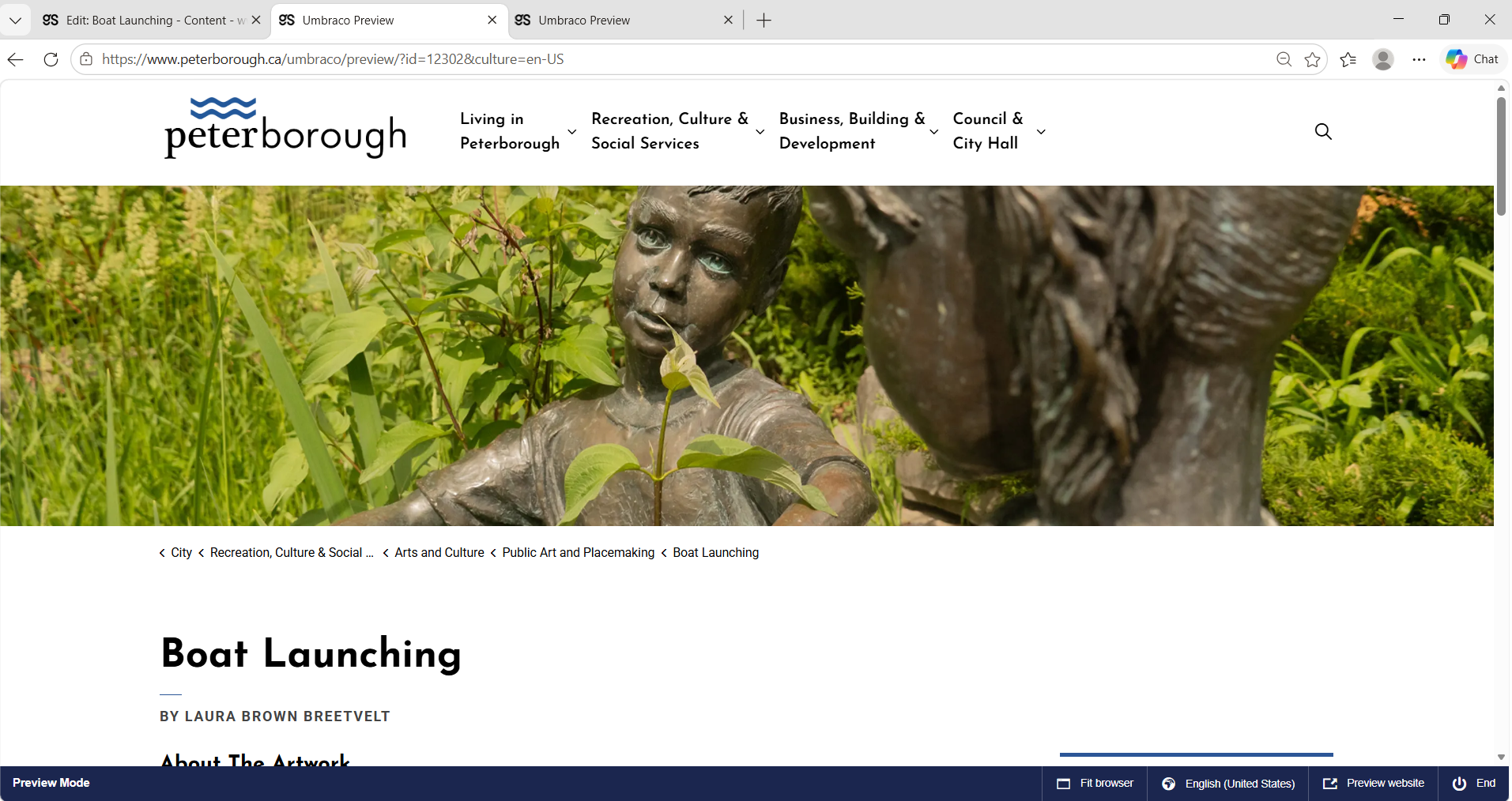Boat Launching public art webpage