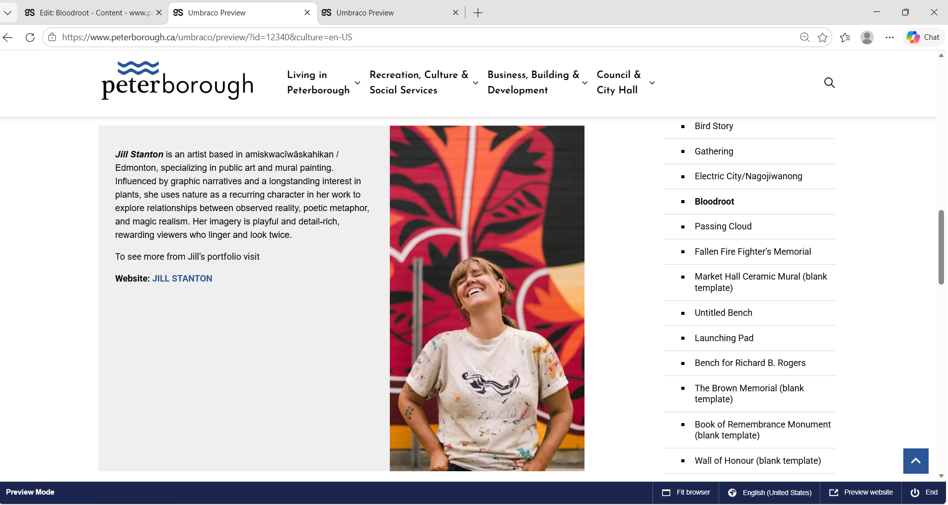 Bloodroot artist profile and external links